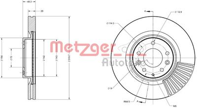 Тормозной диск METZGER 6110737 для MAZDA CX-9