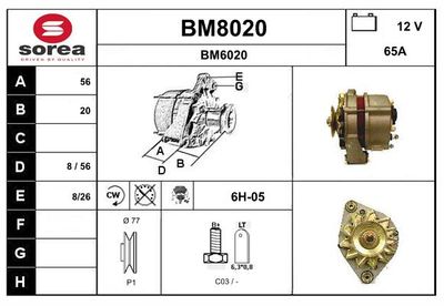 GENERATOR / ALTERNATOR SNRA BM8020