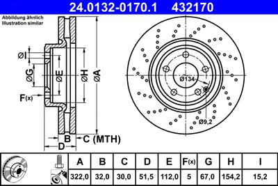 Тормозной диск ATE 24.0132-0170.1 для MERCEDES-BENZ CLS