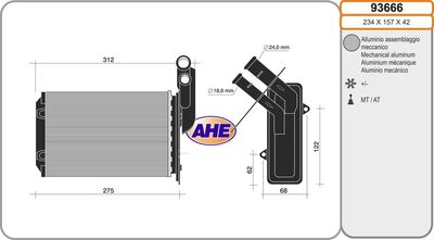 AHE 93666 Радиатор печки  для RENAULT 19 (Рено 19)