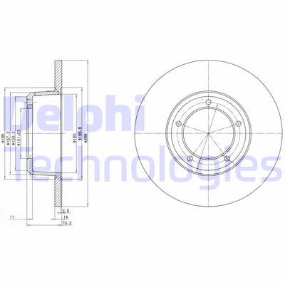Тормозной диск DELPHI BG2297 для LAND ROVER 110/127