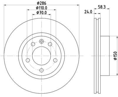 Тормозной диск HELLA 8DD 355 103-721 для OPEL OMEGA