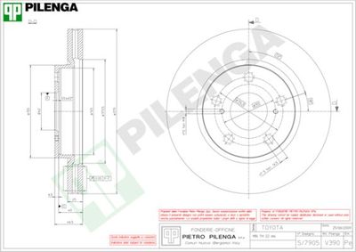 PILENGA V390 Тормозные диски  для TOYOTA NOAH/VOXY (Тойота Ноах/воx)
