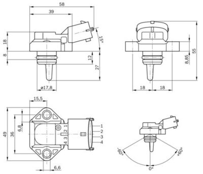 Sensor, laddtryck BOSCH 0 281 002 316