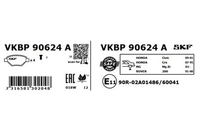 Комплект тормозных колодок, дисковый тормоз VKBP 90624 A