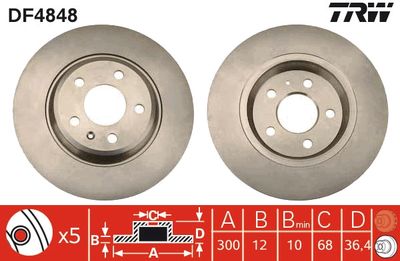 TRW DF4848 Тормозные диски  для AUDI Q5 (Ауди Q5)