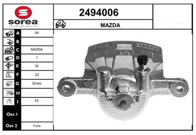 EAI 2494006 Тормозной суппорт  для MAZDA 2 (Мазда 2)