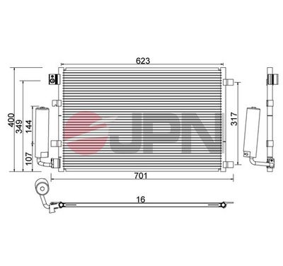 Конденсатор, кондиционер JPN 60C9110-JPN для NISSAN QASHQAI