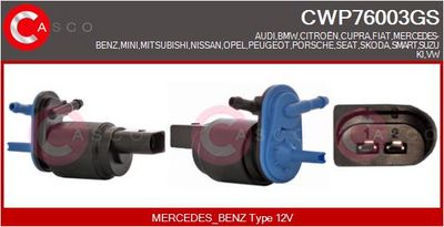 Vodní čerpadlo ostřikovače, čistění skel CASCO CWP76003GS