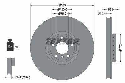 TEXTAR 92266525 Тормозные диски  для BMW X6 (Бмв X6)