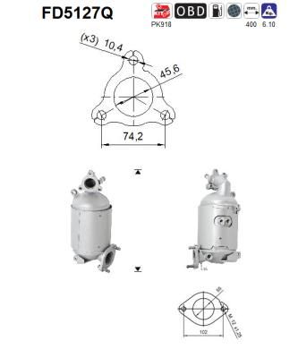 Filtr sadzy / filtr cząstek stałych, układ wydechowy AS FD5127Q