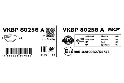 Комплект тормозных колодок, дисковый тормоз VKBP 80258 A
