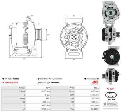 GENERATOR / ALTERNATOR AS-PL A0883S 4