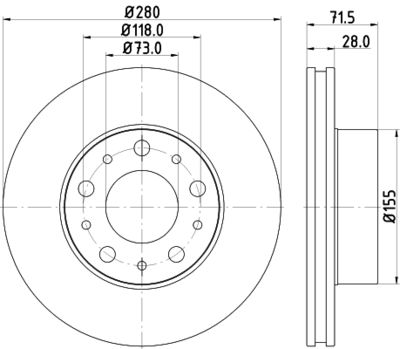 Тормозной диск HELLA 8DD 355 122-691 для FIAT DUCATO