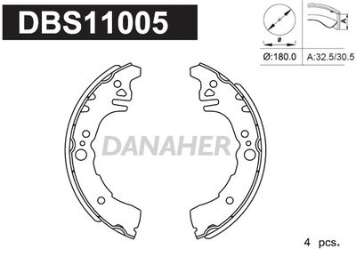 DANAHER DBS11005 Ремкомплект барабанных колодок  для TOYOTA DUET (Тойота Дует)