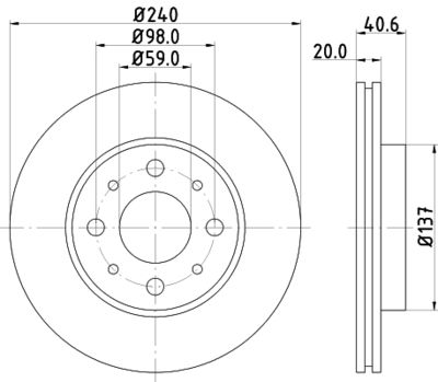 Тормозной диск HELLA 8DD 355 109-121 для FIAT 500