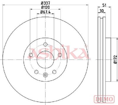 спирачен диск ASHIKA 61-00-0323C