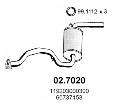 Глушитель выхлопных газов конечный ASSO 02.7020 для ALFA ROMEO 6