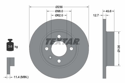 Тормозной диск TEXTAR 92065700 для SKODA FAVORIT