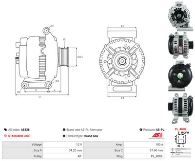 GENERATOR / ALTERNATOR AS-PL A6338 4