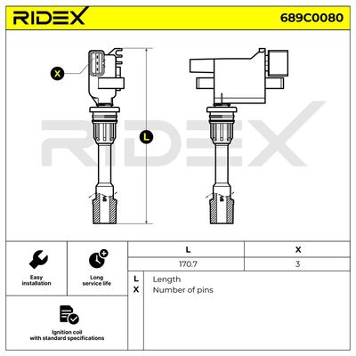 запалителна бобина RIDEX 689C0080