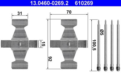Комплектующие, колодки дискового тормоза ATE 13.0460-0269.2 для MERCEDES-BENZ S-CLASS