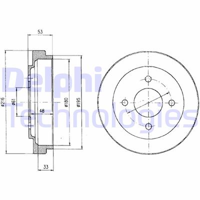 DELPHI BF303 Тормозной барабан  для NISSAN MICRA II (K11) 1.0 i 16V