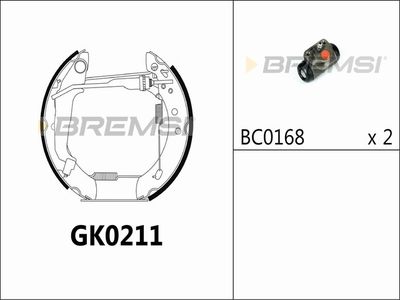 BREMSI GK0211 Ремкомплект барабанных колодок  для NISSAN MICRA II (K11) 1.0 i 16V