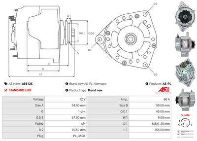 GENERATOR / ALTERNATOR AS-PL A6612S 5