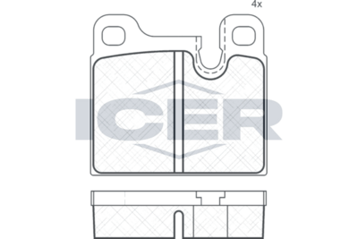 комплект спирачно феродо, дискови спирачки ICER 180303
