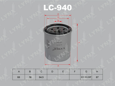 Масляный фильтр LYNXauto LC-940 для GEELY ATLAS