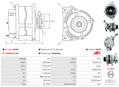 GENERATOR / ALTERNATOR AS-PL A9145 4