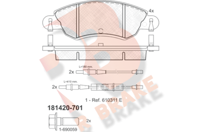 Комплект тормозных колодок, дисковый тормоз R BRAKE RB1420-701 для CITROËN C5
