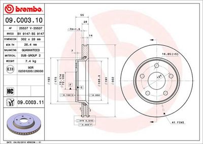 Bromsskiva BREMBO 09.C003.11