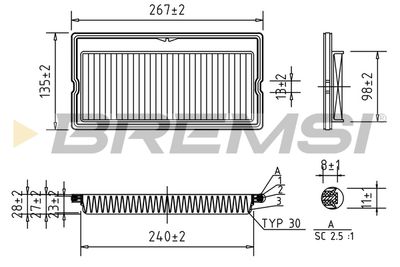 BREMSI FA1266 Воздушный фильтр  для HYUNDAI ATOS (Хендай Атос)