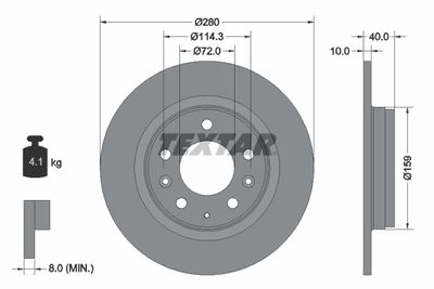 Тормозной диск TEXTAR 92125603 для ISUZU IMPULSE
