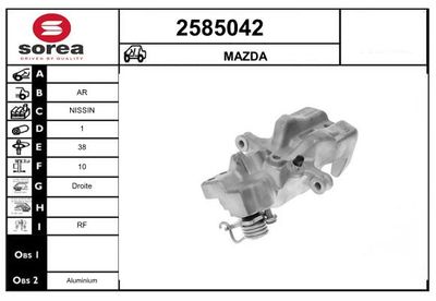 EAI 2585042 Тормозной суппорт  для MAZDA MX-5 (Мазда Мx-5)