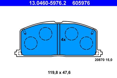 Комплект тормозных колодок, дисковый тормоз ATE 13.0460-5976.2 для TOYOTA RAUM