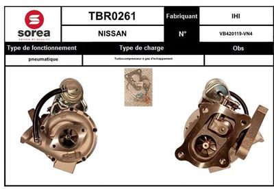 EAI TBR0261 Турбина  для NISSAN CABSTAR (Ниссан Кабстар)