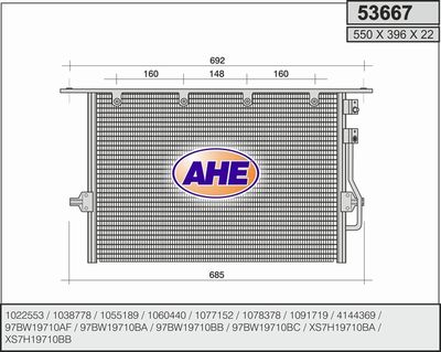 AHE 53667 Радиатор кондиционера  для FORD COUGAR (Форд Коугар)