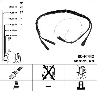 Комплект проводов зажигания NGK 0689 для FIAT 126