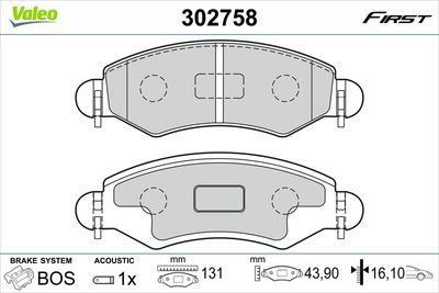 Brake Pad Set, disc brake 302758