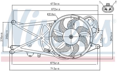 Вентилятор, охлаждение двигателя NISSENS 85205 для OPEL MERIVA