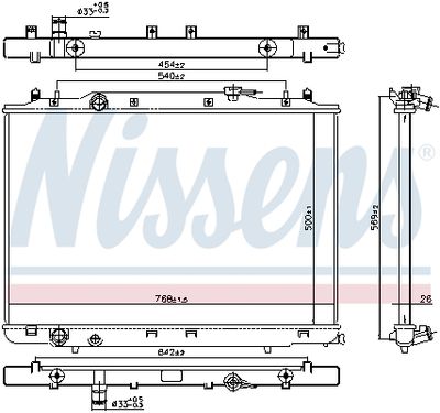 NISSENS 606314 Радиатор охлаждения двигателя  для ACURA MDX (Акура Мдx)