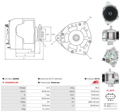 GENERATOR / ALTERNATOR AS-PL A6646S 4