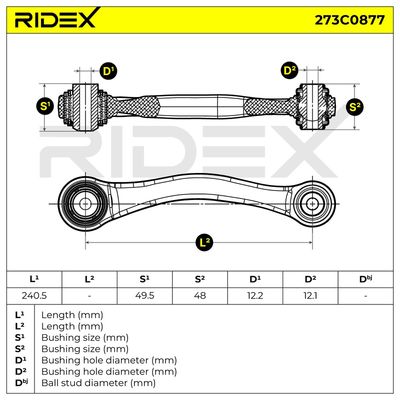 носач, окачване на колелата RIDEX 273C0877