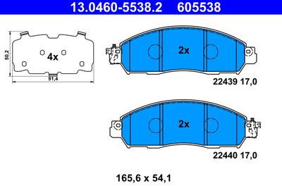 Комплект тормозных колодок, дисковый тормоз ATE 13.0460-5538.2 для RENAULT ALASKAN
