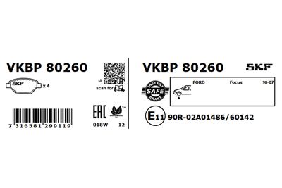 Brake Pad Set, disc brake VKBP 80260