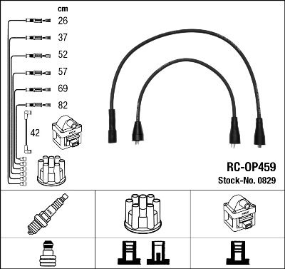 Комплект проводов зажигания NGK 0829 для OPEL MONZA