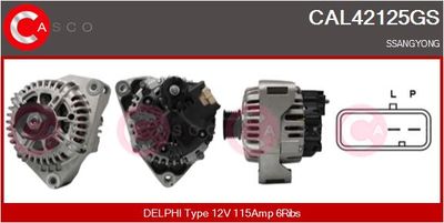 Генератор CASCO CAL42125GS для SSANGYONG ACTYON
